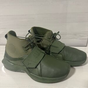Fenty Puma Olive Green Mid-Top Sneakers with Strap